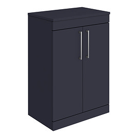 Arezzo 600 Matt Blue Floor Standing Vanity Unit with Worktop + Chrome Handles Large Image