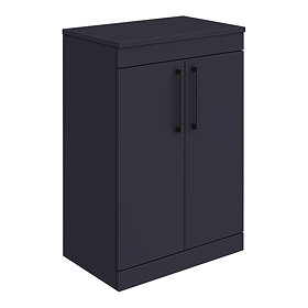 Arezzo 600 Matt Blue Floor Standing Vanity Unit with Worktop + Matt Black Handles Large Image