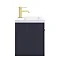 Arezzo 600 Matt Blue Wall Hung 1-Drawer Vanity Unit with Brushed Brass Handle  Newest Large Image