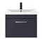 Arezzo 600 Matt Blue Wall Hung 1-Drawer Vanity Unit with Chrome Handle  In Bathroom Large Image