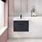 Arezzo 600 Matt Blue Wall Hung 1-Drawer Vanity Unit with Matt Black Handles Feature Large Image