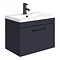 Arezzo 600 Matt Blue Wall Hung 1-Drawer Vanity Unit with Matt Black Handle Large Image