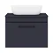 Arezzo Wall Hung Countertop Basin Unit - Blue with Black Handle - 600mm inc. Basin In Bathroom Large Image