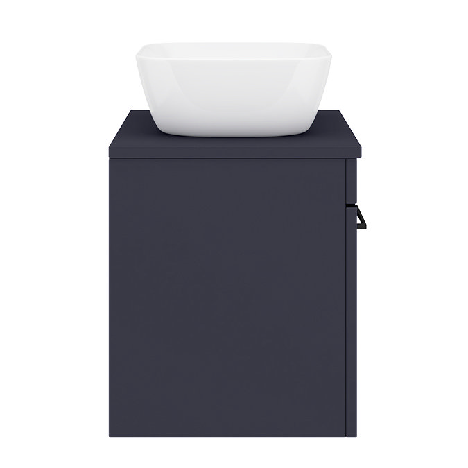 Arezzo Wall Hung Countertop Basin Unit - Blue with Black Handle - 600mm inc. Basin additional Large Image