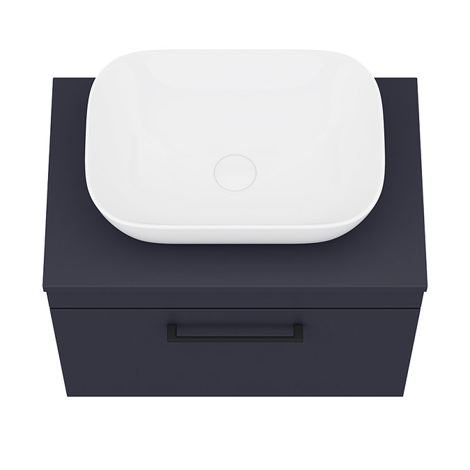 Arezzo Wall Hung Countertop Basin Unit - Blue with Black Handle - 600mm inc. Basin Newest Large Image