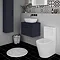 Arezzo 600 Matt Blue Wall Hung Vanity Unit with 465 x 325mm Counter Top Basin + Black Handle Featur