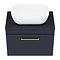 Arezzo Wall Hung Countertop Basin Unit - Blue with Brushed Brass Handle - 600mm inc. Basin In Bathroom Large Image