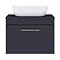 Arezzo Wall Hung Countertop Basin Unit - Blue with Brushed Brass Handle - 600mm inc. Basin Newest Large Image