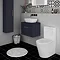 Arezzo 600 Matt Blue Wall Hung Vanity Unit with 465 x 325mm Counter Top Basin + Brass Handle Featur