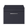 Arezzo 600 Matt Blue Wall Hung Vanity Unit with Worktop + Chrome Handle  Feature Large Image