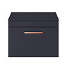 Arezzo 600 Matt Blue Wall Hung Vanity Unit with Worktop + Rose Gold Handle  Feature Large Image
