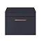 Arezzo 600 Matt Blue Wall Hung Vanity Unit with Worktop + Rose Gold Handle Feature Large Image