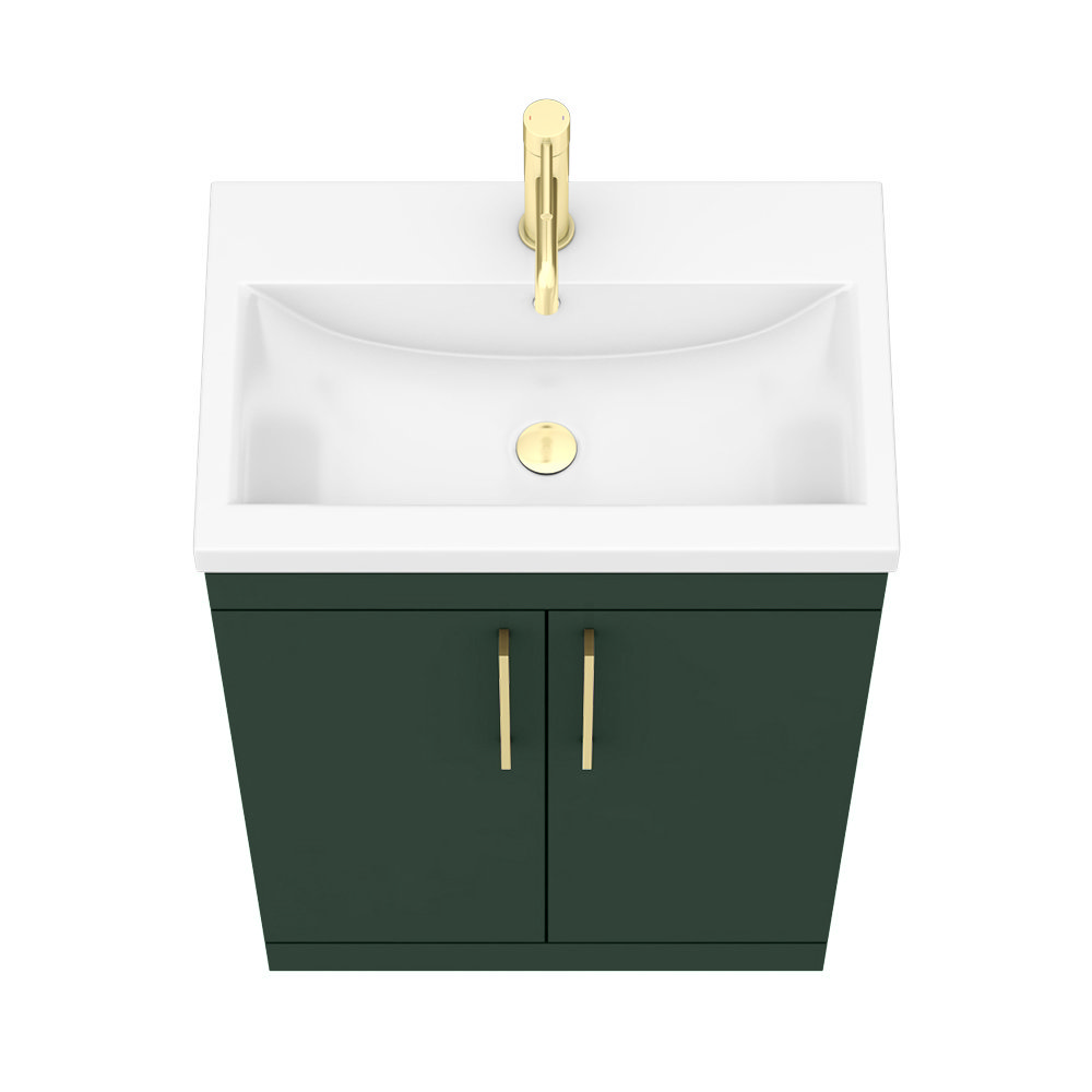 Arezzo 600 Matt Dark Green Floor Standing Vanity Unit with Brushed