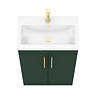 Arezzo 600 Matt Dark Green Floor Standing Vanity Unit with Brushed Brass Handles