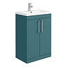 Arezzo 600 Matt Green Floor Standing Vanity Unit with Chrome Handles Large Image