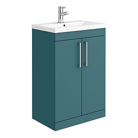 Arezzo 600 Matt Green Floor Standing Vanity Unit with Chrome Handles Large Image