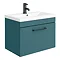 Arezzo 600 Matt Green Wall Hung 1-Drawer Vanity Unit with Matt Black Handle Large Image