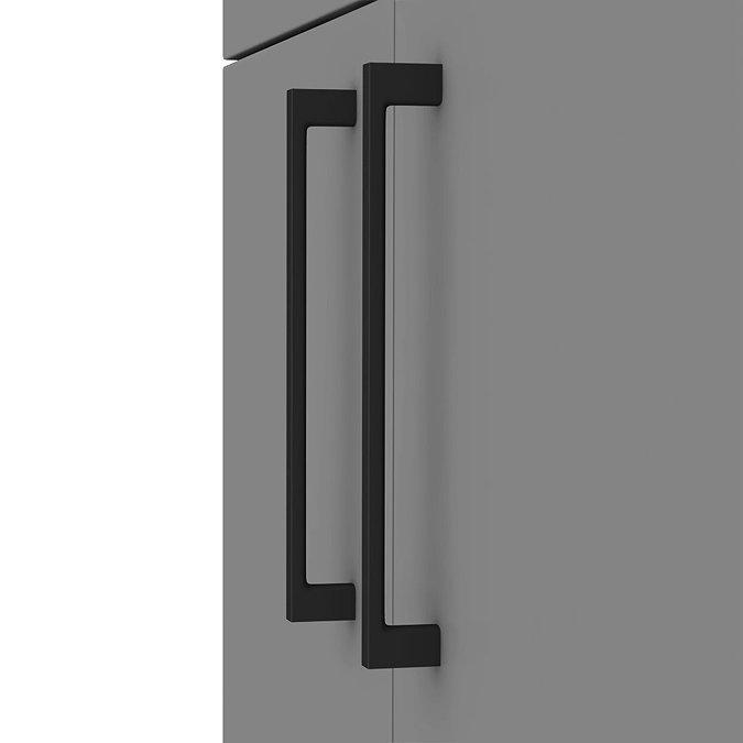 Arezzo 600 Matt Grey Floor Standing Vanity Unit with 410 x 330mm Oval Counter Top Basin + Black Hand