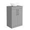 Arezzo 600 Matt Grey Floor Standing Vanity Unit with 410 x 330mm Oval Counter Top Basin + Black Hand