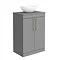 Arezzo 600 Matt Grey Floor Standing Vanity Unit with 410 x 330mm Oval Counter Top Basin + Brushed Br