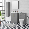 Arezzo 600 Matt Grey Floor Standing Vanity Unit with Brushed Brass Handles  In Bathroom Large Image