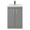 Arezzo 600 Matt Grey Floor Standing Vanity Unit with Chrome Handles  Standard Large Image