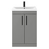 Arezzo 600 Matt Grey Floor Standing Vanity Unit with Matt Black Handles  Standard Large Image