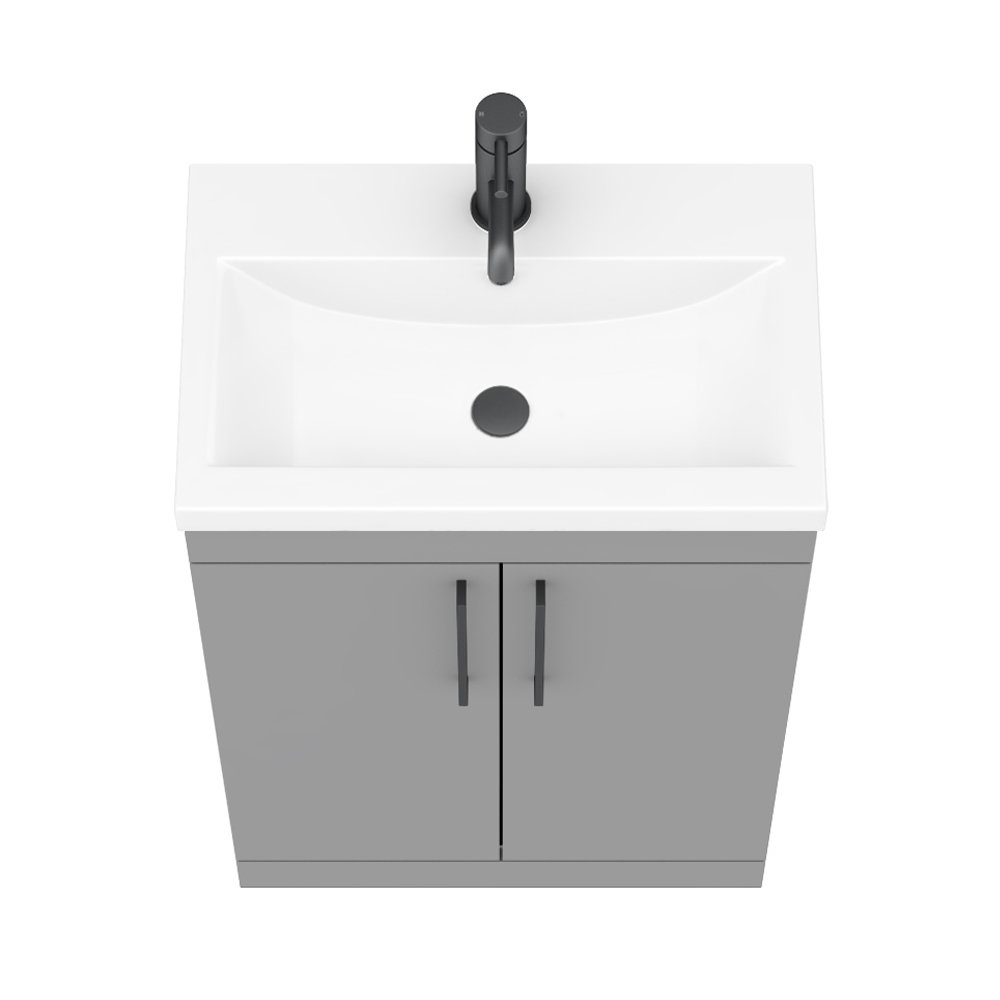 Arezzo 600 Matt Grey Floor Standing Vanity Unit with Matt Black