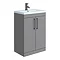 Arezzo 600 Matt Grey Floor Standing Vanity Unit with Matt Blue Basin + Black Handles Large Image