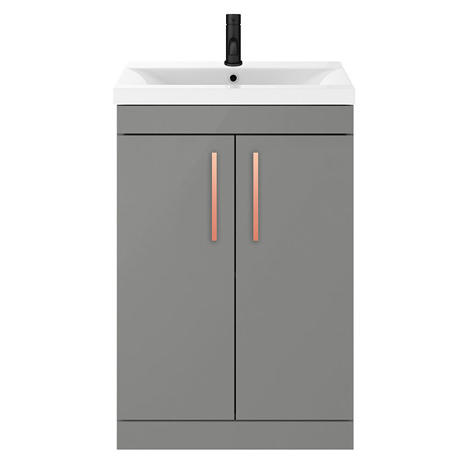 Arezzo 600 Matt Grey Floor Standing Vanity Unit with Rose Gold Handles Feature Large Image