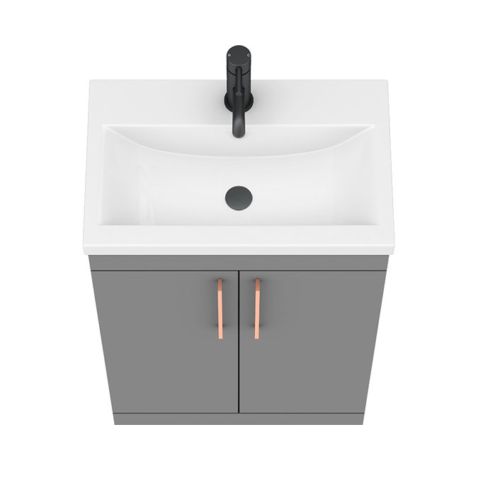 Arezzo 600 Matt Grey Floor Standing Vanity Unit with Rose Gold Handles  additional Large Image