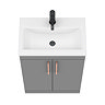 Arezzo 600 Matt Grey Floor Standing Vanity Unit with Rose Gold Handles  additional Large Image