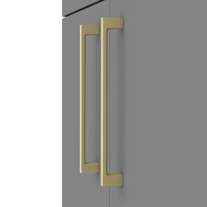 Arezzo 600 Matt Grey Floor Standing Vanity Unit with Worktop + Brushed Brass Handles Profile Large