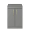 Arezzo 600 Matt Grey Floor Standing Vanity Unit with Worktop + Brushed Brass Handles  Feature Large 