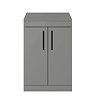 Arezzo 600 Matt Grey Floor Standing Vanity Unit with Worktop + Matt Black Handles  Feature Large Ima