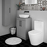 Arezzo 600 Matt Grey Floor Standing Vanity Unit with Worktop + Matt Black Handles  Standard Large Im