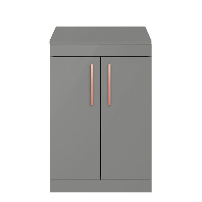 Arezzo 600 Matt Grey Floor Standing Vanity Unit with Worktop + Rose Gold Handles Profile Large Imag