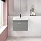Arezzo 600 Matt Grey Wall Hung 1-Drawer Vanity Unit with Brushed Brass Handle Feature Large Image