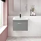Arezzo 600 Matt Grey Wall Hung 1-Drawer Vanity Unit with Chrome Handle Feature Large Image