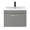 Arezzo 600 Matt Grey Wall Hung 1-Drawer Vanity Unit with Chrome Handle In Bathroom Large Image