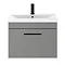 Arezzo 600 Matt Grey Wall Hung 1-Drawer Vanity Unit with Matt Black Handle In Bathroom Large Image