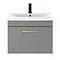 Arezzo 600 Matt Grey Wall Hung 1-Drawer Vanity Unit with Rose Gold Handle  In Bathroom Large Image