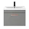 Arezzo 600 Matt Grey Wall Hung 1-Drawer Vanity Unit with Rose Gold Handle In Bathroom Large Image