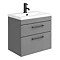 Arezzo 600 Matt Grey Wall Hung 2-Drawers Vanity Unit with Matt Black Handle Large Image