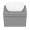 Arezzo Wall Hung Countertop Basin Unit - Grey with Brushed Brass Handle - 600mm inc. Basin In Bathroom Large Image