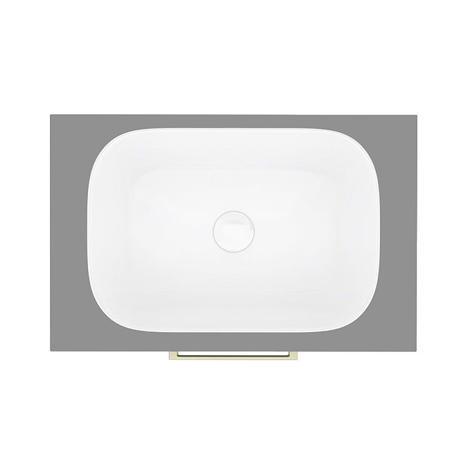 Arezzo Wall Hung Countertop Basin Unit - Grey with Brushed Brass Handle - 600mm inc. Basin  additional Large Image