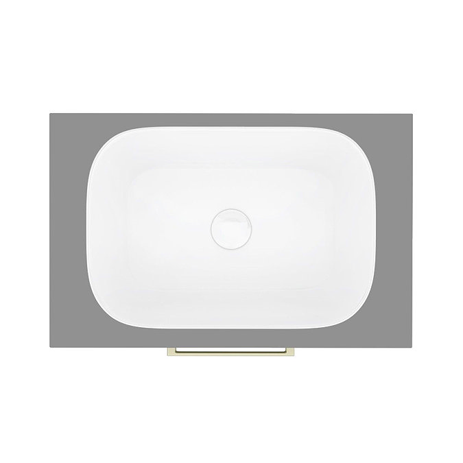 Arezzo Wall Hung Countertop Basin Unit - Grey with Brushed Brass Handle - 600mm inc. Basin additional Large Image