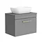 Arezzo 600 Matt Grey Wall Hung Vanity Unit with 465 x 325mm Counter Top Basin + Brass Handle Large I