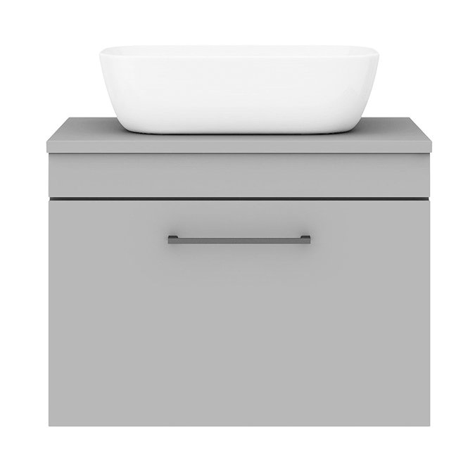 Arezzo Wall Hung Countertop Basin Unit - Grey with Black Handle - 600mm inc. Basin  In Bathroom Larg