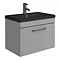 Arezzo 600 Matt Grey Wall Hung Vanity Unit with Matt Black Basin + Black Handle  In Bathroom Large I